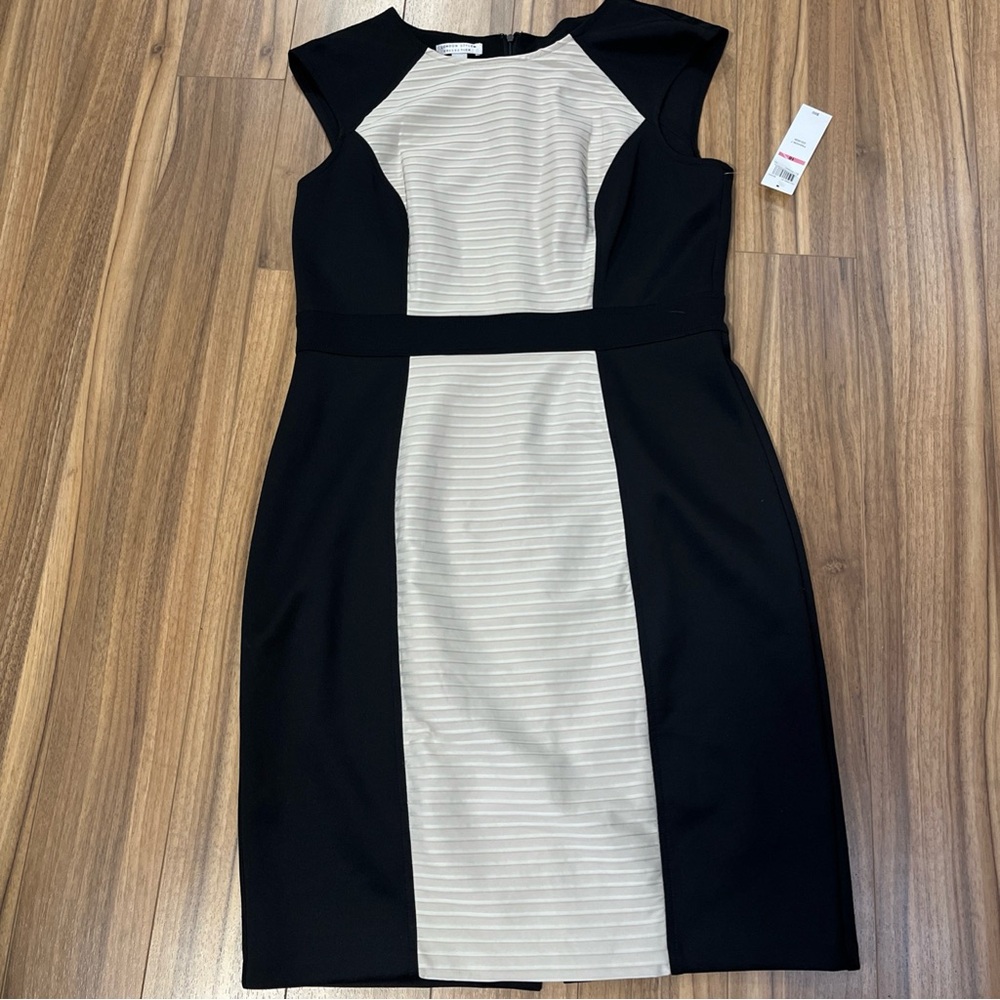 NWT London Style Collection Women's Black/Cream Dress Size 10